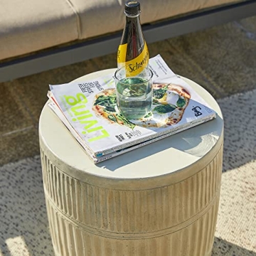 Giltzhome Antique Decorative Garden Stool, 18.5" H Heavy Duty Textured Accent Table, Side Table, Plant Stand for Garden Patio Lawn Home Indoor Outdoor, Cream White