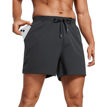 CRZ YOGA Men's Four-Way Stretch Workout Shorts - 5'' Soft Durable Casual Athletic Shorts with Pocket...