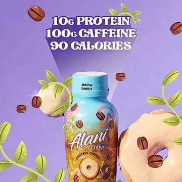 Alani Nu Protein Coffee MAPLE DONUT | Ready To Drink Cold Brew with 10g of Protein | 100mg Caffeine | 90 Calories, Naturally Flavored | 12 Fl Oz Bottles | 12 Pack