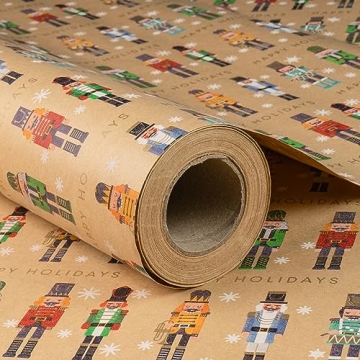 RUSPEPA Christmas Wrapping Paper, Jumbo Roll Kraft Paper - Nussknacker Solider Design for Holiday Gi...
