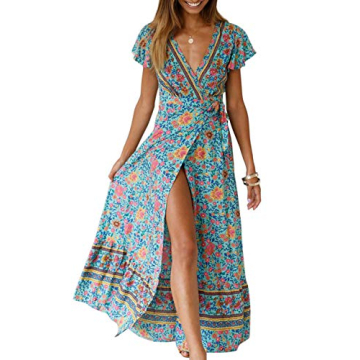 ZESICA Women's Bohemian Floral Wrap Dress for All Occasions