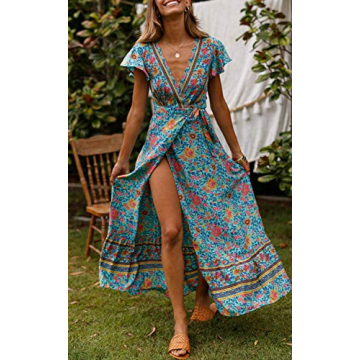 ZESICA Women's Bohemian Floral Wrap Dress for All Occasions