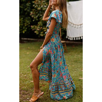 ZESICA Women's Bohemian Floral Wrap Dress for All Occasions