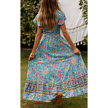 ZESICA Women's Bohemian Floral Wrap Dress for All Occasions