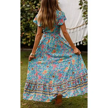 ZESICA Women's Bohemian Floral Wrap Dress for All Occasions