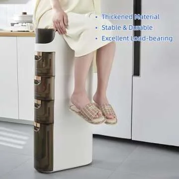 MOSAMNI 2-Tiers Slim Bathroom Storage, Waterproof Narrow Bathroom Floor Cabinet, Movable Bathroom Storage Organizer with Drawers for Small Spaces, Bathroom, Kitchen, Bedroom, Out of The Box