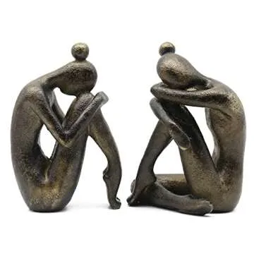 Lukitas Unique Decorative Girl Thinker Bookends, Home Office Books Shelves Stoppers Holder, Nonskid Book Stoppers, Creative Desktop Ornaments for Study Room Hotel Shelves, Resin, 1Pair/2Piece 6.5''