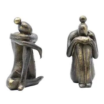 Lukitas Unique Decorative Girl Thinker Bookends, Home Office Books Shelves Stoppers Holder, Nonskid Book Stoppers, Creative Desktop Ornaments for Study Room Hotel Shelves, Resin, 1Pair/2Piece 6.5''