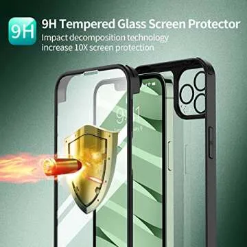 seacosmo [3 in 1 for iPhone 13 Pro Max Case 6.7 Inch, with Built-in Tempered Glass Screen Protector & 1 Pack Camera Lens Protector, [Hard Back] [Military Grade Protection] Shockproof Ultra-Thin Case