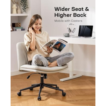 Marsail Armless Office Chair with Wheels for Comfort