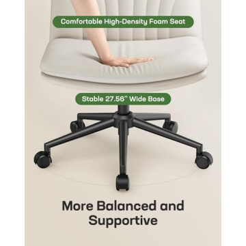 Marsail Armless Office Chair with Wheels for Comfort