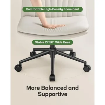 Marsail Armless Office Chair with Wheels for Comfort