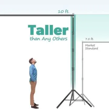 LimoStudio 10 ft. Wide x 10 ft. High (New Generation) Upgraded Heavy Duty Backdrop Stand & Tripod Leg Skirt, Enhanced Stability No Wobble No Shaking, Easy Slide Ring Clips, Outdoor Activity, AGG1395