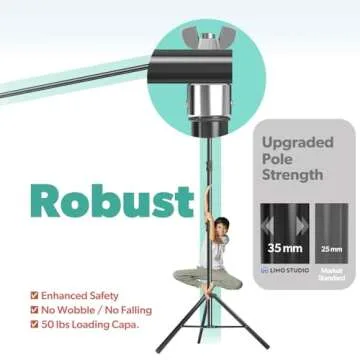 LimoStudio 10 ft. Wide x 10 ft. High (New Generation) Upgraded Heavy Duty Backdrop Stand & Tripod Leg Skirt, Enhanced Stability No Wobble No Shaking, Easy Slide Ring Clips, Outdoor Activity, AGG1395