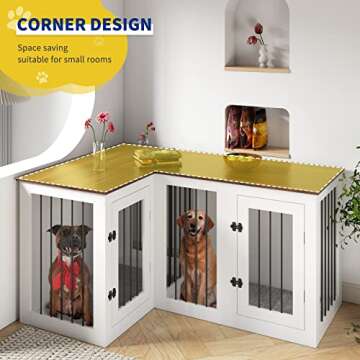 Dog Crate Furniture for 2 dogs with Cushions, Large Dog Kennel Furniture with Dividers and Double Doors, Wooden Double Dog Crate, 43.3" L X 23.6" W X 31.5" H, 37.4" L X 23.6" W X 31.5" H (Walnut)