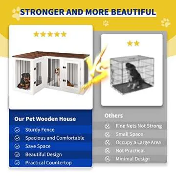 Dog Crate Furniture for 2 dogs with Cushions, Large Dog Kennel Furniture with Dividers and Double Doors, Wooden Double Dog Crate, 43.3" L X 23.6" W X 31.5" H, 37.4" L X 23.6" W X 31.5" H (Walnut)