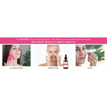 GLAM Face Cupping Therapy Set – Includes Anti-Aging Oil, Silicone Cleansing Brush