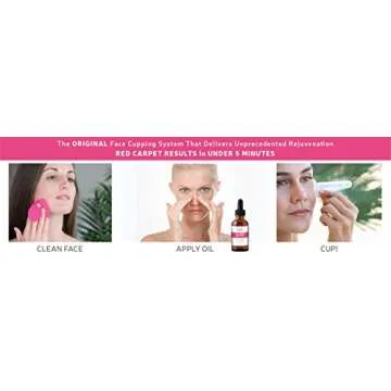 GLAM Face Cupping Therapy Set – Includes Anti-Aging Oil, Silicone Cleansing Brush