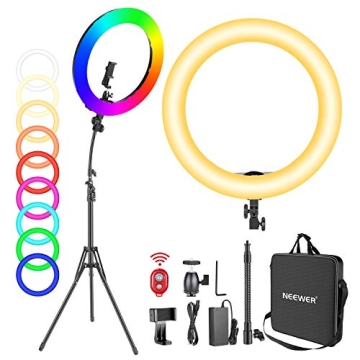 Neewer 18 Inch RGB Ring Light with Stand and Remote