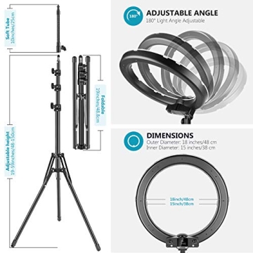 Neewer 18 Inch RGB Ring Light with Stand and Remote