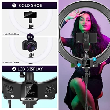 Neewer 18 Inch RGB Ring Light with Stand and Remote