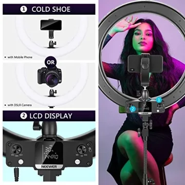 Neewer 18 Inch RGB Ring Light with Stand and Remote