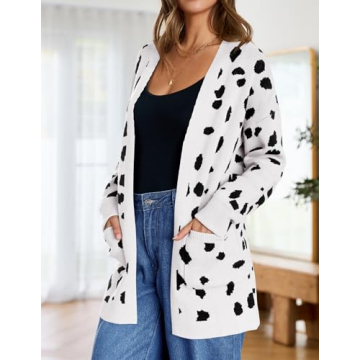 Stylish ZESICA Women's Leopard Print Cardigan for Fall Winter