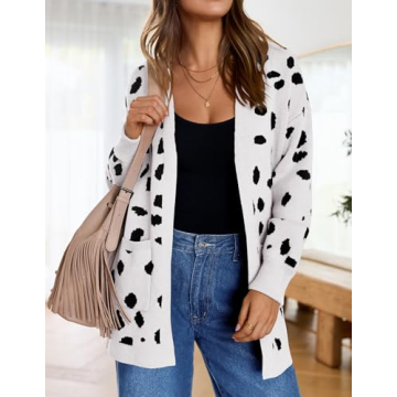 Stylish ZESICA Women's Leopard Print Cardigan for Fall Winter