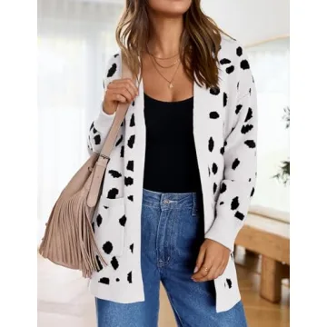 Stylish ZESICA Women's Leopard Print Cardigan for Fall Winter
