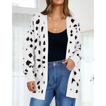 Stylish ZESICA Women's Leopard Print Cardigan for Fall Winter