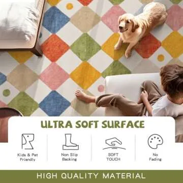 jinchan Washable Area Rug 5x7 Non Slip for Kids