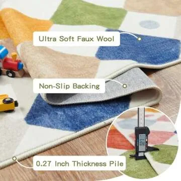 jinchan Washable Area Rug 5x7 Non Slip for Kids