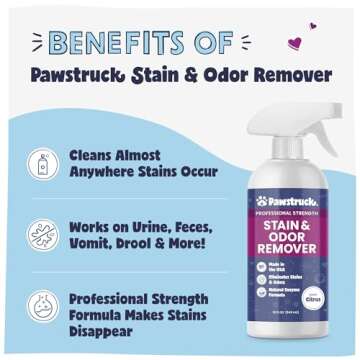 Pawstruck Professional Strength Pet Stain & Odor Remover - Natural Enzyme Cleaning Solution for Dogs...