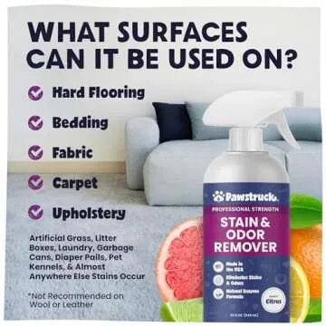 Pawstruck Professional Strength Pet Stain & Odor Remover - Natural Enzyme Cleaning Solution for Dogs & Cats - Safe and Effective Smell Eliminator - 32 oz - Packaging May Vary
