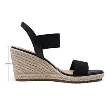 DREAM PAIRS Womens Open Toe Espadrilles Dressy Platform Sandals Slip on Elastic Ankle Strap Wedges S...