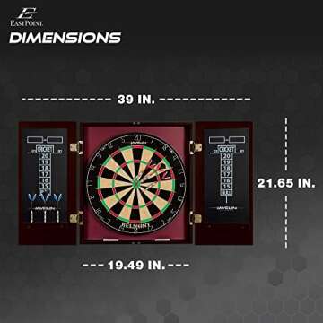 EastPoint Sports Belmont Official Size Dart Board Cabinet Set - Easy-Assembly & Complete with 6 Deluxe Steel Tip Darts and Accessories - Premium Darts Set with Scoreboard for Bar Games & Indoor Games