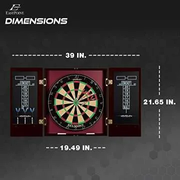 EastPoint Sports Belmont Official Size Dart Board Cabinet Set - Easy-Assembly & Complete with 6 Deluxe Steel Tip Darts and Accessories - Premium Darts Set with Scoreboard for Bar Games & Indoor Games