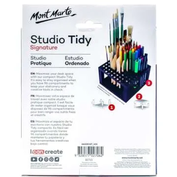 Mont Marte 96 Hole Plastic Pencil & Brush Holder for Paint Brushes, Pencils, Markers, Pens and Modeling Tools. Provides Excellent Art Studio Organization.