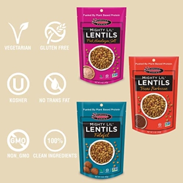 Mighty Lil’ Lentils, Variety Pack of Crunchy Healthy Snacks