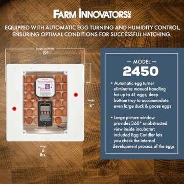 Farm Innovators Model 2450 Pro Series Digital Circulated Air Egg Incubator with Automatic Egg Turning and Humidity Control, 41 Egg Capacity