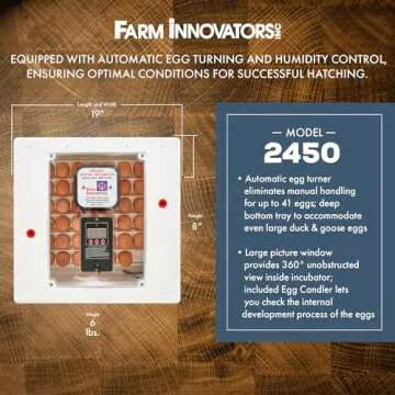 Farm Innovators Model 2450 Pro Series Digital Circulated Air Egg Incubator with Automatic Egg Turning and Humidity Control, 41 Egg Capacity