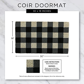 Durable DII Coir Doormat with Decorative Buffalo Plaid Design