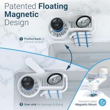 Sink SideKick - Patented Sink Caddy with Stainless Steel Magnetic Mount | Ultra Hygienic Space-Savin...