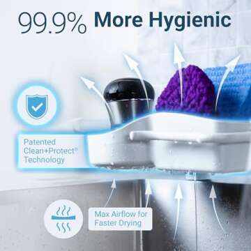 Sink SideKick - Patented Sink Caddy with Stainless Steel Magnetic Mount | Ultra Hygienic Space-Saving Sink Organizer | Sponges Brushes Dishrags & More | For Kitchen, RV, Boat, Laundry Sink (White)