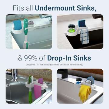 Sink SideKick - Patented Sink Caddy with Stainless Steel Magnetic Mount | Ultra Hygienic Space-Saving Sink Organizer | Sponges Brushes Dishrags & More | For Kitchen, RV, Boat, Laundry Sink (White)