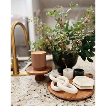 Glimpse & Hollow Marble Chain Link Decor - Book Shelf Decor Accents, Marble Decor, Small Bookshelf Decorative Objects, White Room Decor | Neutral Home Decor, Mid Century Modern Decor | 8"