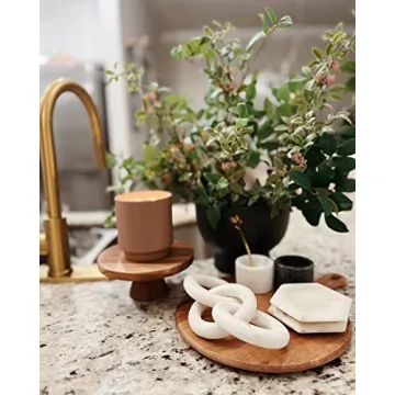 Glimpse & Hollow Marble Chain Link Decor - Book Shelf Decor Accents, Marble Decor, Small Bookshelf Decorative Objects, White Room Decor | Neutral Home Decor, Mid Century Modern Decor | 8"