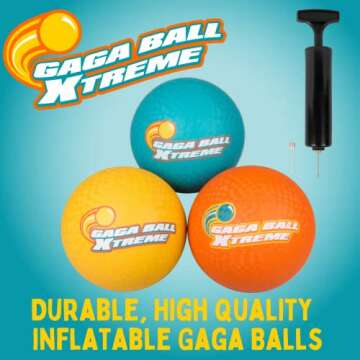 SCS Direct Gaga Playground Balls 3pk (8.5" ea) - Gagaballs w Air Pump - Durable Rubber Pack for Scho...