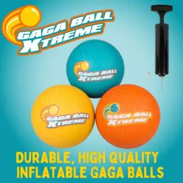 SCS Direct Gaga Playground Balls 3pk (8.5" ea) - Gagaballs w Air Pump - Durable Rubber Pack for Scho...