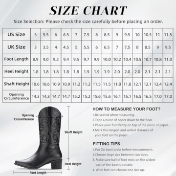 IUV Cowboy Boots For Women Pointy Toe Women's Western Boots Cowgirl Boots Mid Calf Boots